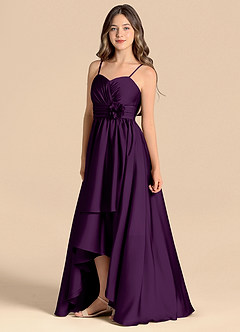 Azazie Catalina Junior Grape A-Line Sweetheart Neckline Stretch Satin Dress image6