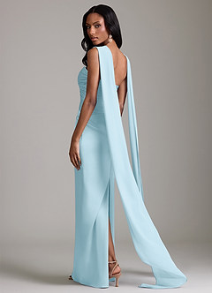 Azazie Sonora Bridesmaid Dresses Sky Blue Sheath Strapless Stretch Satin Dress image2