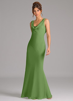 Azazie Rylina Bridesmaid Dresses Basil Mermaid Pleated Chiffon Dress image3