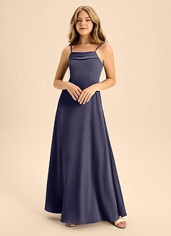 Azazie Anselie Junior Stormy A-Line Off the Shoulder Stretch Satin Dress image3
