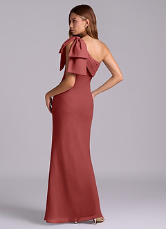Azazie Yuanna Bridesmaid Dresses Terracotta Mermaid One Shoulder Chiffon Dress image6