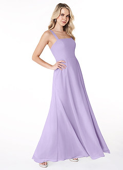 Azazie Jay Bridesmaid Dresses Lilac A-Line Square Neckline Side Slit Chiffon Dress image3