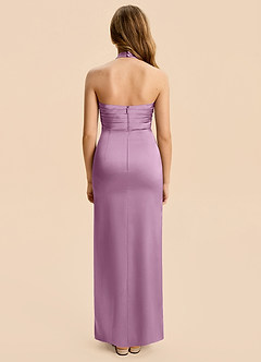 Azazie Jemma Junior Wisteria Sheath Ruched Stretch Satin Dress image2
