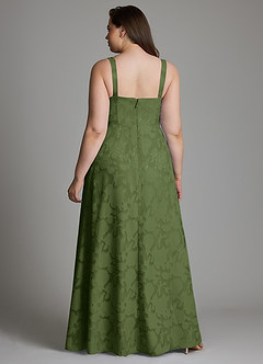 Azazie Debra Bridesmaid Dresses Olive A-Line with Pockets Floral Burnout Dress image12