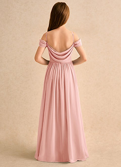 Azazie Shia Girls Formal Robe Demoiselle D'honneur Fillette Robe Trapèze en Mousseline de soie Épaules dénudées Rosette image1