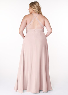 Azazie Davis Bridesmaid Dresses Blushing Pink A-Line V-Neck Chiffon Dress image8