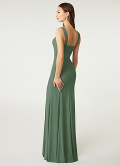 Azazie Alara Bridesmaid Dresses Eucalyptus Sheath Side Slit Stretch Chiffon Dress image5