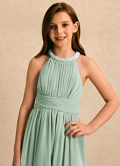 Azazie Aria Girls Formal Flower Girl Klänningar Klänning A-Line i Chiffong Plisserad image4