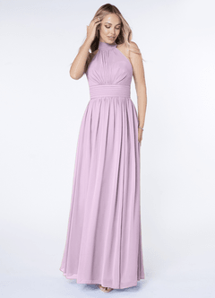 Azazie Iman Bridesmaid Dresses Frosted Lilac A-Line A-Line Ruched Chiffon Dress image4