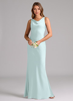 Azazie Allettie Bridesmaid Dresses Sea Glass Mermaid Stretch Satin Dress image3