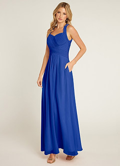 Azazie Claudia Brautjungfernkleider A-Linie Herzausschnitt Chiffon Kleid Königsblau image2