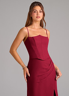 Azazie Jenine Bridesmaid Dresses Burgundy Mermaid Strapless Chiffon Dress image2