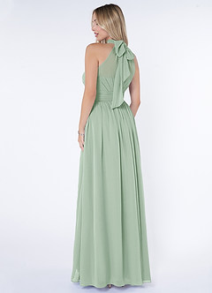Azazie Iman Robes de demoiselle d'honneur Robe Trapèze en Mousseline de soie Ligne A froncée Agave image5