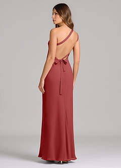 Azazie Monroe 신부 들러리 드레스 쉬스 한쪽 어깨 쉬폰 바닥 길이 드레스 image2