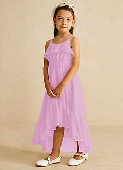 Azazie Karmen Flower Girl Dresses Candy Pink A-Line Ruched Chiffon Dress image2