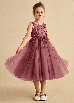 Azazie Lana Flower Girl Dresses Amethyst A-Line Sleeveless Matte Satin Dress image5