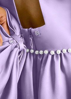 Azazie Daisies Flower Girl Dresses Lilac Ball-Gown Bow Matte Satin Dress image8