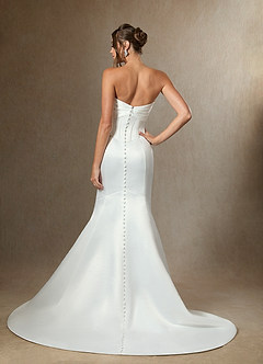 Azazie Carryn Wedding Dresses Diamond White Mermaid Strapless Satin Dress image2