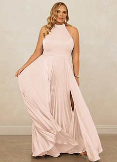 Christian Siriano Bridal for Azazie 1007 Bridesmaid Dresses Blushing Pink A-Line Pleated Stretch Satin Dress image12