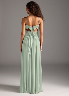 Azazie Zeya Bridesmaid Dresses Dusty Sage A-Line Pleated Mesh Dress image5