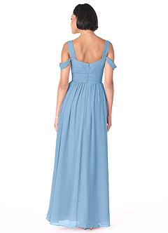 Azazie Lianne Brautjungfernkleider A-Linie Schulterfrei Chiffon Kleid Puderblau image4