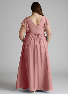 Azazie Zella Bridesmaid Dresses Dusty Rose A-Line Lace Chiffon Dress image10