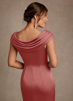 Azazie Irvine Mère de la mariée Robes Robe Trapèze en Satin extensible Plissée Antique Rose image6