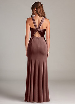 Azazie Rue Bridesmaid Dresses Espresso A-Line Pleated Velvet Dress image5