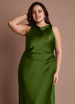 Evadne Olive Green Open Back Dress image3