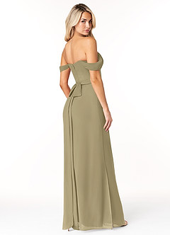 Azazie Joretta Final Sale Moss Green A-Line Off the Shoulder Chiffon Convertible Dress image5