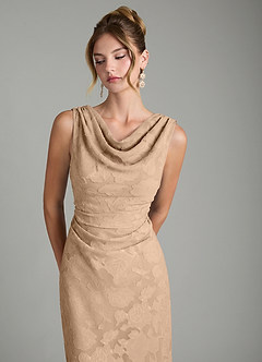 Azazie Kieryn Bridesmaid Dresses Champagne Mermaid Pleated Floral Burnout Dress image11