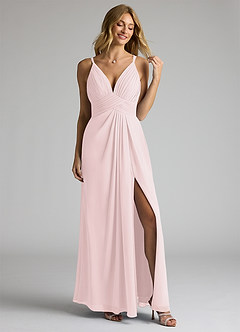 Azazie Maren Allure Abiti da Damigella Abito A-Line in Chiffon con Scollo a V in Pizzo Rosa Rossore image3