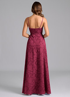 Azazie Wren Bridesmaid Dresses Burgundy A-Line Strapless Floral Burnout Dress image6