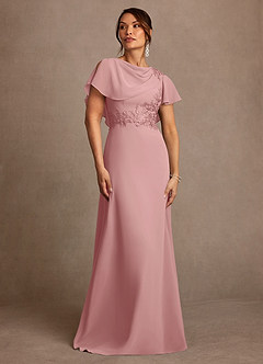 Azazie Frieda Mother of the Bride Dresses Dusty Rose A-Line Applique Chiffon Dress image1