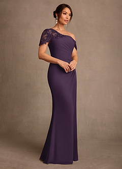 Azazie Sally Mother of the Bride Dresses Plum Sheath Lace Chiffon Dress image2