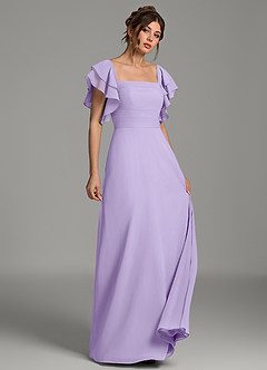 Azazie Dacia Bridesmaid Dresses Lilac A-Line Ruched Chiffon Dress image3