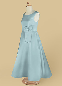 Azazie Lindy Final Sale Mist A-Line Pleated Matte Satin Dress image15