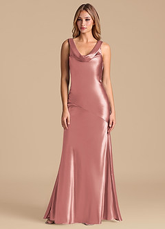 Azazie Rylina 신부 들러리 드레스 인어 메탈릭 새틴 바닥 길이 드레스 image5