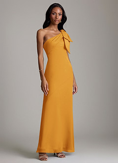 Azazie Yuanna Bridesmaid Dresses Butterscotch Mermaid One Shoulder Chiffon Dress image4
