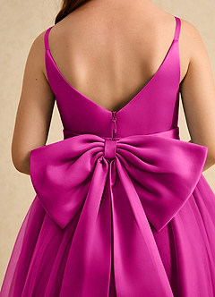 Azazie Patootie vestidos de niña de las flores Vestido de Fucsia de Tul de Corte En A con Tirante Espagueti image6