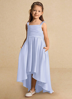 Azazie Kat Flower Girl Dresses Lavender A-Line Pleated Matte Satin Dress image6