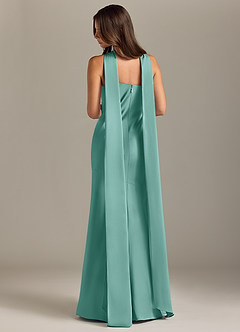 Azazie Kinsley Bridesmaid Dresses Aqua Mermaid Side Slit Stretch Satin Dress image2