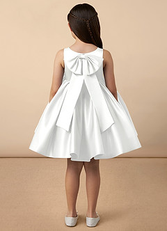 Azazie Bo Peep Flower Girl Dresses Diamond White A-Line Bow Matte Satin Dress image2