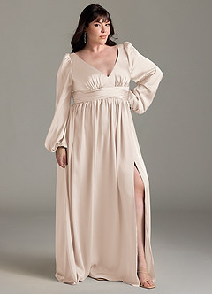 Azazie Norah Bridesmaid Dresses White Alabaster A-Line Stretch Satin Dress image9