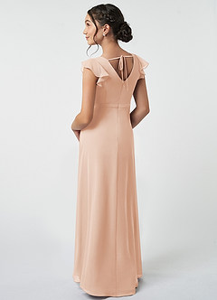 Azazie Claudine Junior English Rose A-Line Pleated Chiffon Dress image4