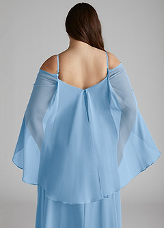 Azazie Cienna Bridesmaid Dresses Powder Blue A-Line Long Sleeve Chiffon Dress image6