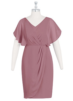 Azazie Julia Mother of the Bride Dresses Vintage Mauve Sheath V-Neck Pleated Chiffon Dress image6