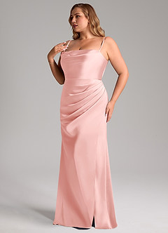 Azazie Leonis Final Sale Sangria Mermaid Pleated Stretch Satin Convertible Dress image12