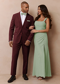 front Savile Burgundy Wool Blend Dress Pants