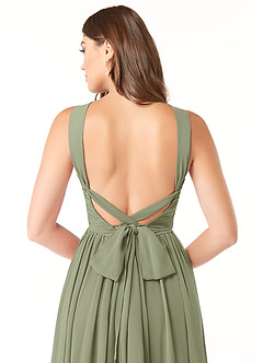 Azazie Dionne Bridesmaid Dresses Pistachio A-Line Corset Chiffon Dress image3